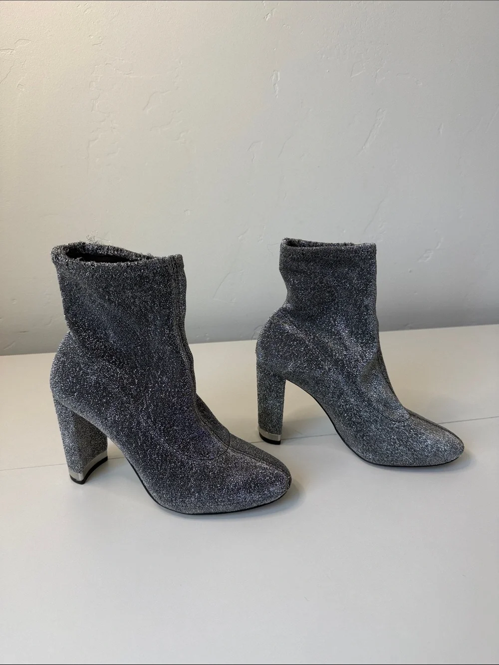 Michael Kors Sparkle Knit Ankle Boots - Silver